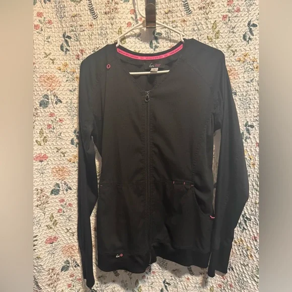 Koi Lite Black Zip-Up Top - Picture 2 of 4
